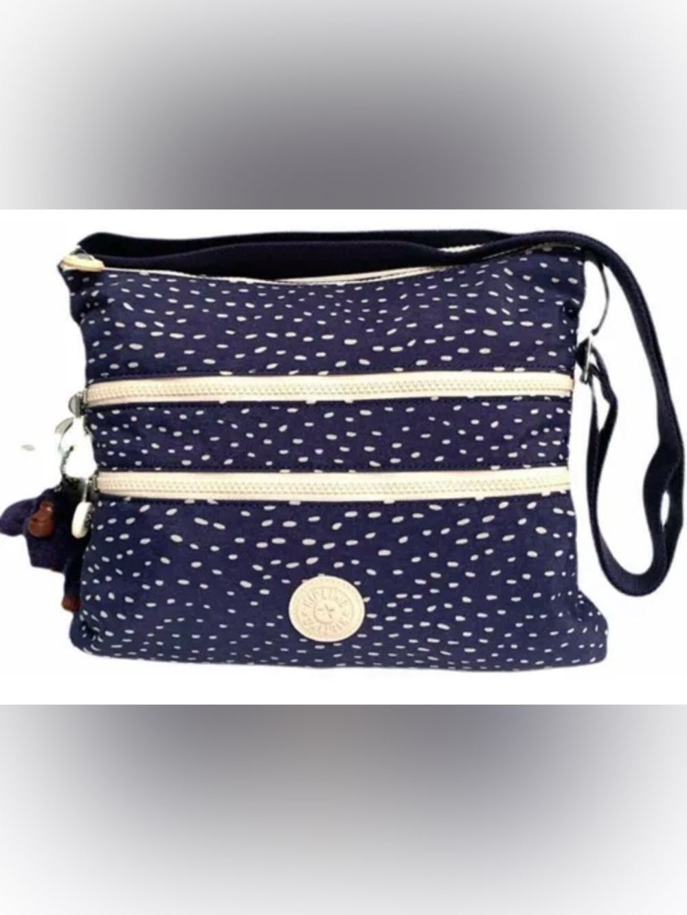 Kipling Navy Blue White Dot Crossbody Bag